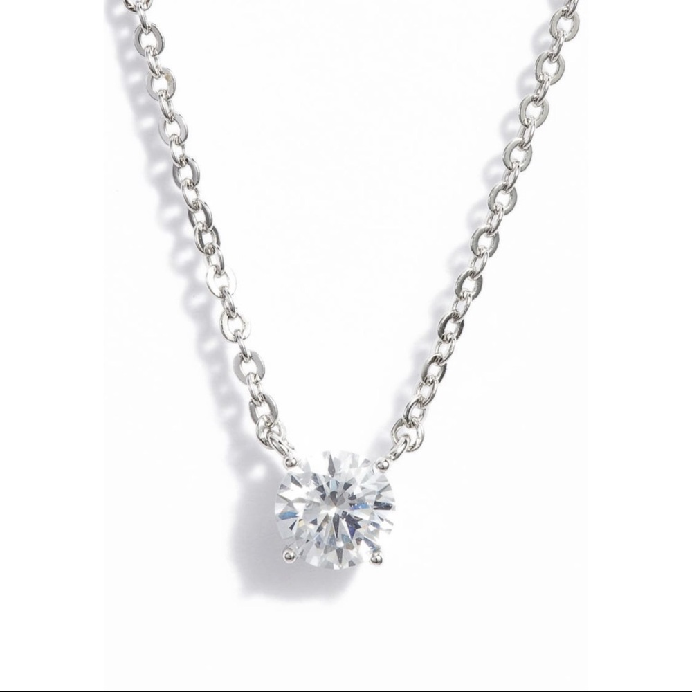 Nordstrom Cubic Zirconia Pendant Necklace Clear Silver